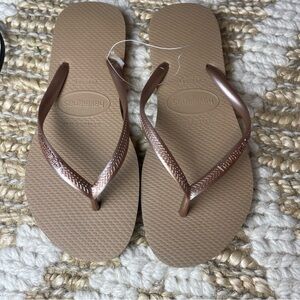 Havaianas Slim Womens Flip Flops Rose Gold US 7/8 EU 37/38 New